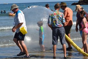 Bubble ball fun at Gorran Haven beach